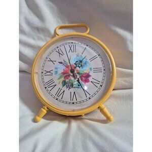 Pioneer Woman Floral Yellow Vintage Style Analog Desk Clock Whimsical Farmhouse
